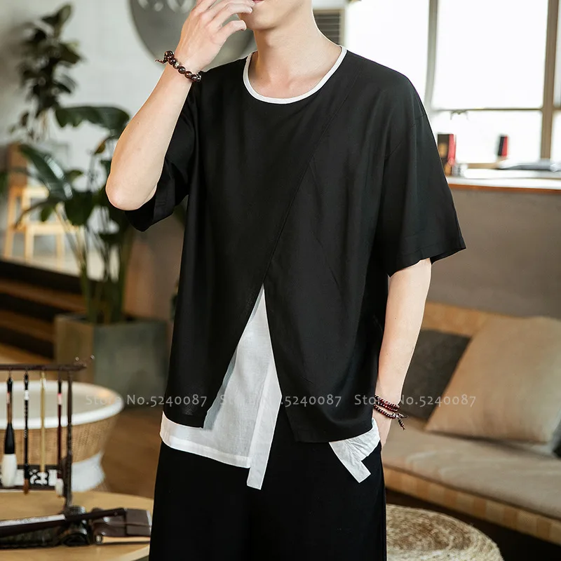 Summer Chinese Style Traditional Hanfu Linen Tee Tops Tang Suit Men Outdoor Sports T-shirt Loose Blouse Kung Fu Kimono Costumes
Summer Chinese Style Traditional Hanfu Linen Tee Tops Tang Suit Men Outdoor Sports T-shirt Loose Blouse Kung Fu Kimono Costumes