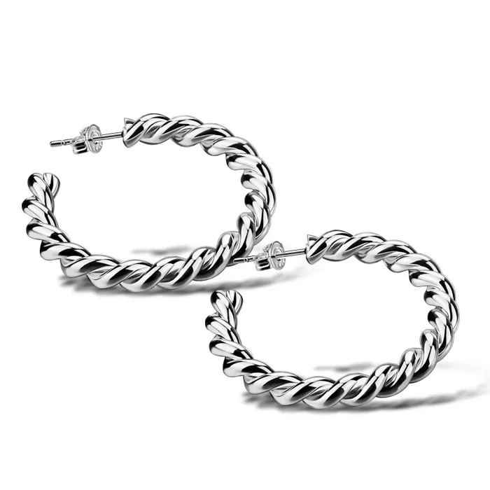 Bohemia Simple Personality Twisted lines Circles Hoop Earrings For Women fashion 925 Silver Jewelry Trendy Retro Big Round
Bohemia Simple Personality Twisted lines Circles Hoop Earrings For Women fashion 925 Silver Jewelry Trendy Retro Big Round