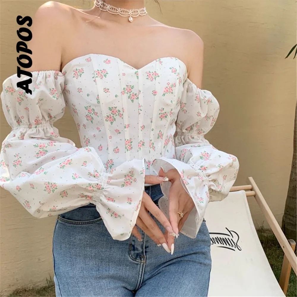 Atopos Autumn Women Sexy Tube Shirts Tops Sweet Printed Blouse Crop Top Fashion Elegant Female Long Sleeve Shirt Blouses 2022
Atopos Autumn Women Sexy Tube Shirts Tops Sweet Printed Blouse Crop Top Fashion Elegant Female Long Sleeve Shirt Blouses 2022