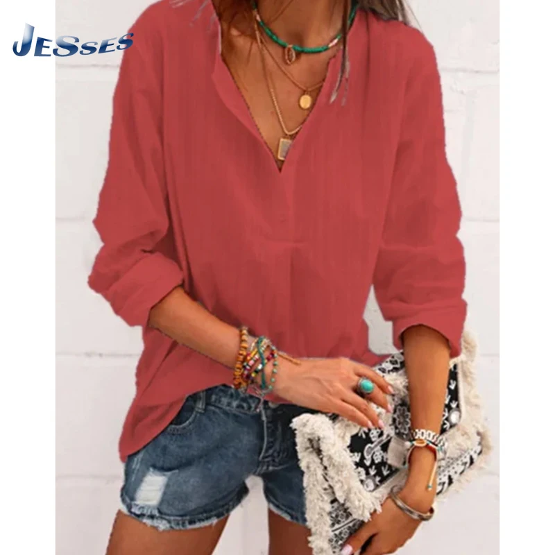 All-match Deep V-neck Long Sleeve Blouse 3XL Large Size Tops Solid Office Spring Loose Shirts 2021 Female Blouses Female Blusas
All-match Deep V-neck Long Sleeve Blouse 3XL Large Size Tops Solid Office Spring Loose Shirts 2021 Female Blouses Female Blusas