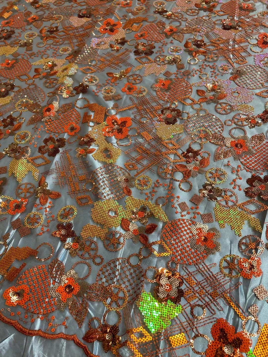 beautiful sequins lace fabric 5yards african net tulle lace fabric with colourful sequins good quality mesh lace DX7011 
beautiful sequins lace fabric 5yards african net tulle lace fabric with colourful sequins good quality mesh lace DX7011