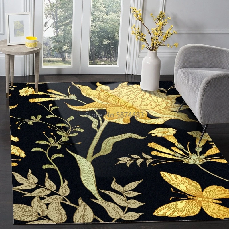 Pastoral Area Rug 3D Golden Butterfly Flowers Carpets Living Room Coffee Table Non-Slip Floor Mat Balcony Bedroom Bedside Tapete
Pastoral Area Rug 3D Golden Butterfly Flowers Carpets Living Room Coffee Table Non-Slip Floor Mat Balcony Bedroom Bedside Tapete