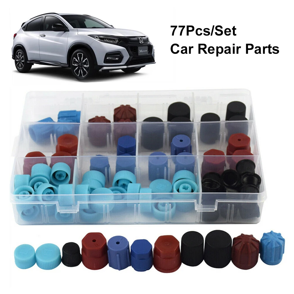 New 77PCS Universal A/C R134a R12 Valve Cap High Low Protective Dust Caps Air Conditioning Charging Port Dust Cover Replacement
New 77PCS Universal A/C R134a R12 Valve Cap High Low Protective Dust Caps Air Conditioning Charging Port Dust Cover Replacement