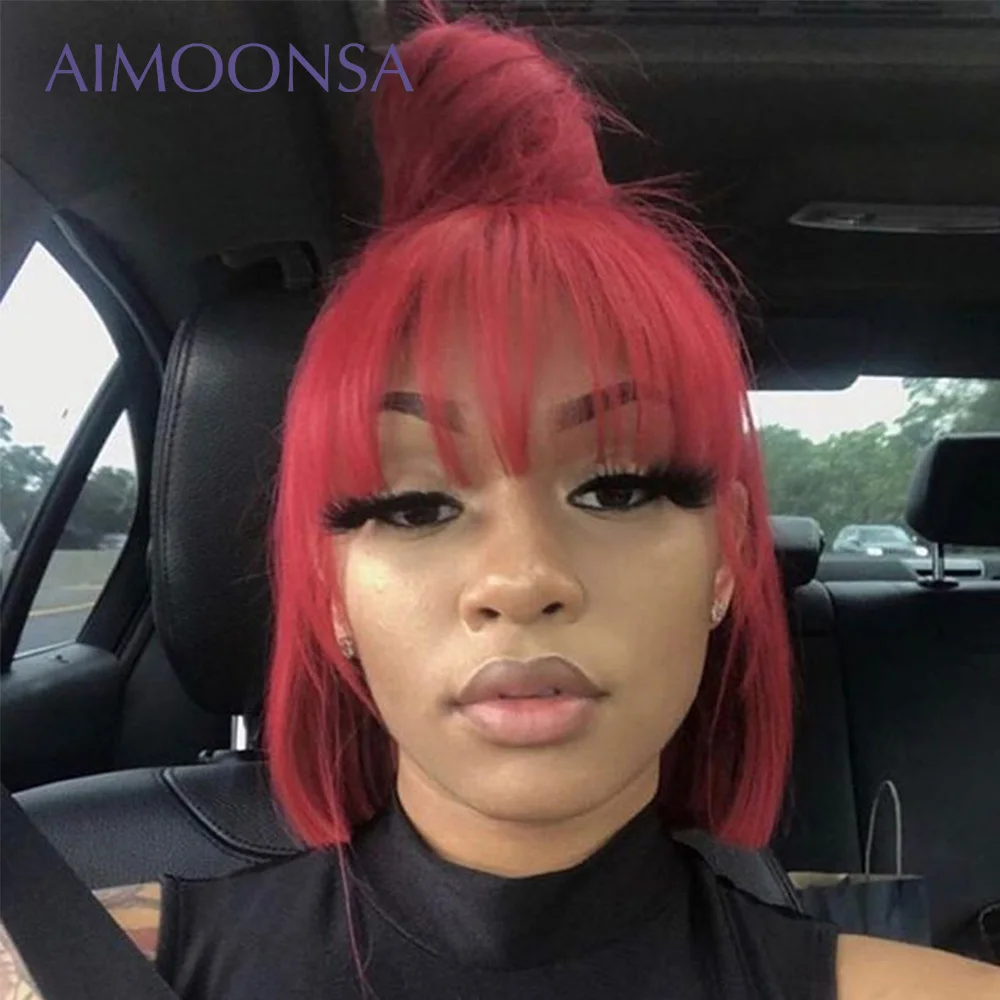 Bang Wig Human Hair 13x6 Short Bob Lace Front Wigs With Bang 150% Density Red Colored Human Hair Wigs Bangs HumanHair
Bang Wig Human Hair 13x6 Short Bob Lace Front Wigs With Bang 150% Density Red Colored Human Hair Wigs Bangs HumanHair