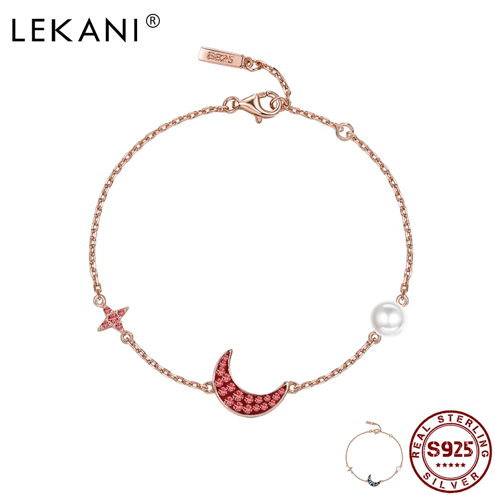 LEKANI 925 стерлингового серебра с изображением Луны, звезд, браслеты с брелоками для женщин, украшенные сверкающими стразами циркон браслеты и... 
LEKANI 925 стерлингового серебра с изображением Луны, звезд, браслеты с брелоками для женщин, украшенные сверкающими стразами циркон браслеты и...
