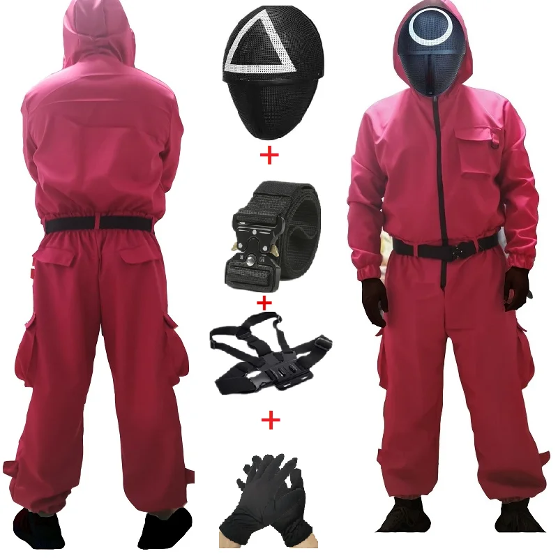 SquidSquid Game Villain Costume Set Cosplay Mask Jumpsuit Round Six Square Circle Triangle Masks Halloween Party Horror Dress Up
SquidSquid Game Villain Costume Set Cosplay Mask Jumpsuit Round Six Square Circle Triangle Masks Halloween Party Horror Dress Up