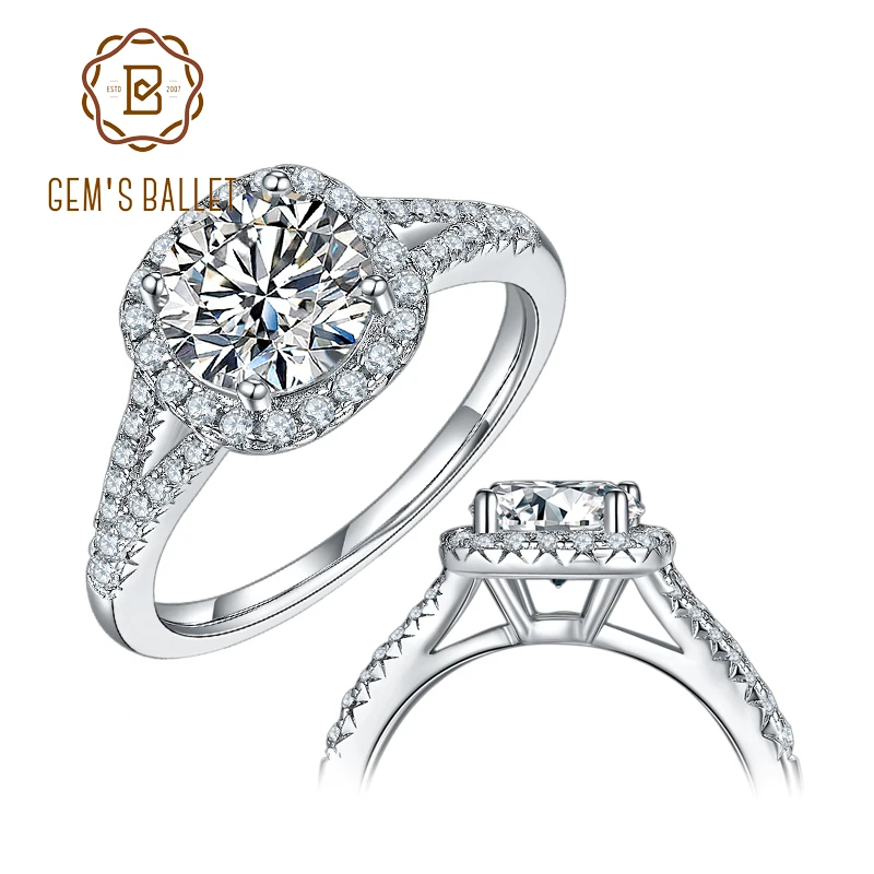 Женское кольцо GEM'S BALLET Square Halo обручальное ювелирное изделие 1.5ct 2ct 3ct D цвет