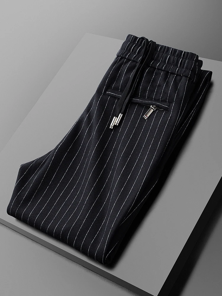 Mens Luxury Wool Elastic Waist Stripe Casual Man Pants Autumn And Winter Slim Fit Thick Male Trousers Plus Size 40
Mens Luxury Wool Elastic Waist Stripe Casual Man Pants Autumn And Winter Slim Fit Thick Male Trousers Plus Size 40