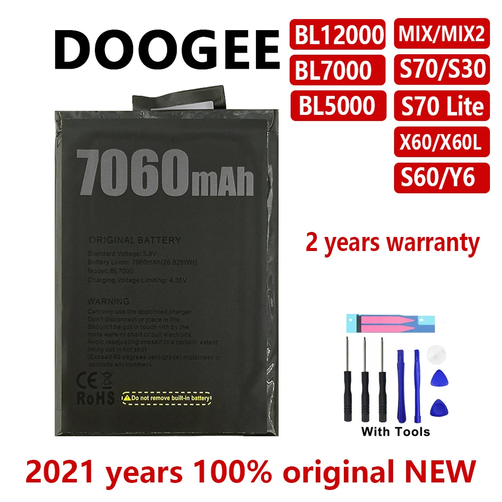 100% Original Replacement Phone battery For DOOGEE BL5000/BL7000/BL12000/Y6/MIX/S60 High Quality Batteries Bateria With Tools
100% Original Replacement Phone battery For DOOGEE BL5000/BL7000/BL12000/Y6/MIX/S60 High Quality Batteries Bateria With Tools