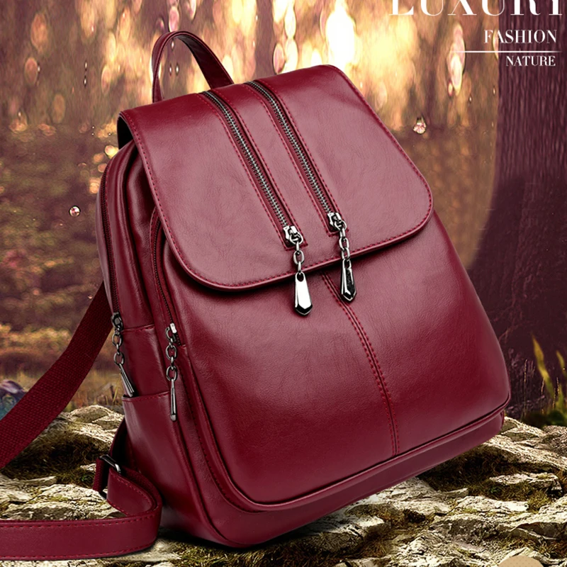 Women Leather Backpacks Double Zipper Ladies Large Capacity Travel Backpack Female Bagpack School Bags For Teenage Girls Mochila
Women Leather Backpacks Double Zipper Ladies Large Capacity Travel Backpack Female Bagpack School Bags For Teenage Girls Mochila