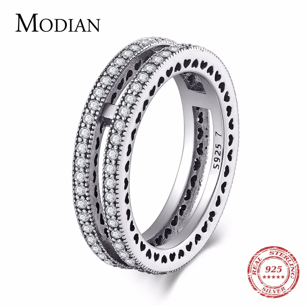 Modian роскошное Новое Стильное классическое кольцо из настоящего серебра 925 пробы