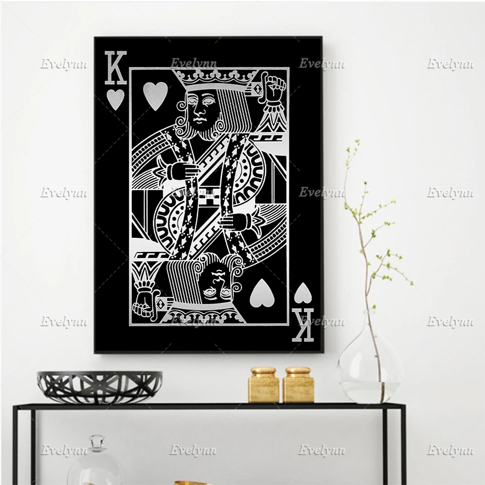 Modern Abstract Canvas Art Poster- King Playing Cards Black & Silver Prints Wall Art Painting Office/Home Decor Floating Frame
Modern Abstract Canvas Art Poster- King Playing Cards Black & Silver Prints Wall Art Painting Office/Home Decor Floating Frame