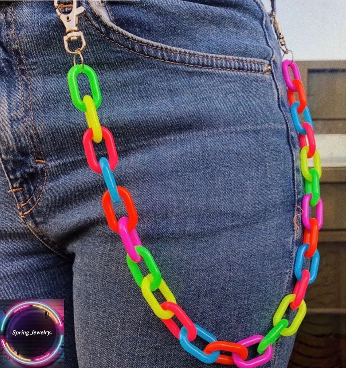 2021 Fashion Rainbow Color Acrylic Long Chain Pants Trousers Chain Harajuku Punk Waist Pant Key Chain Clothing Jewelry For Women
2021 Fashion Rainbow Color Acrylic Long Chain Pants Trousers Chain Harajuku Punk Waist Pant Key Chain Clothing Jewelry For Women