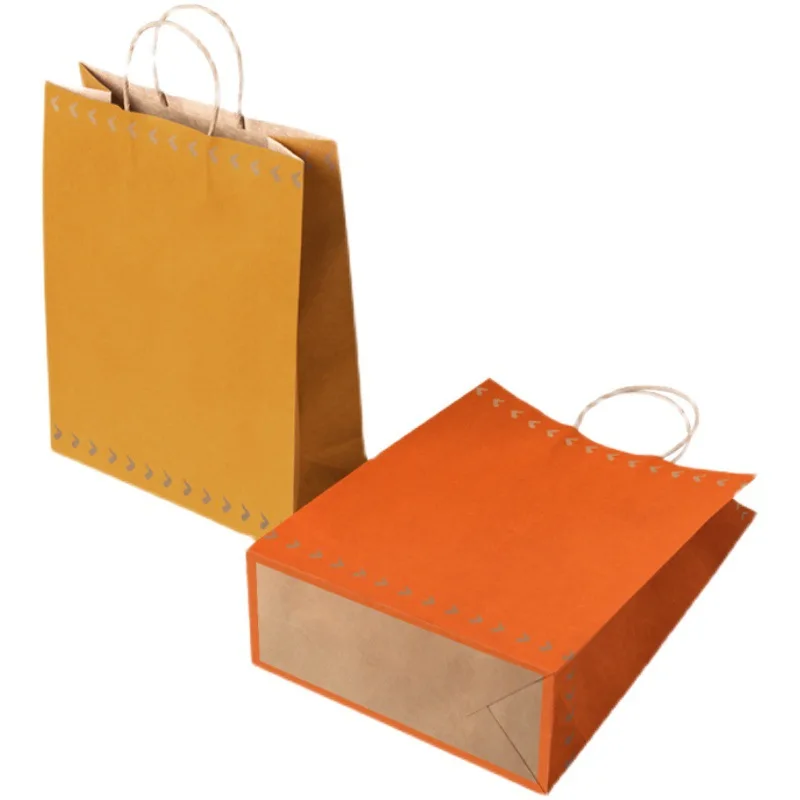 

10 шт./лот, бумажные пакеты в стиле ретро для упаковки, 3 цвета, подарочные пакеты с ручками, сумки для покупок для бутиков, высококачественные пакеты из крафт-бумаги