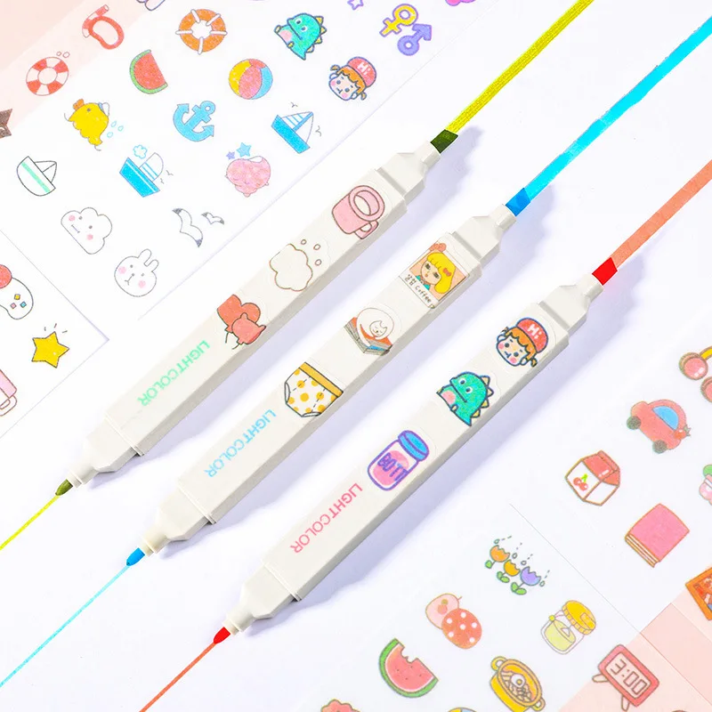 6pcs/set Double Headed Highlighter Pen Fluorescent Markers Mild liner Highlighters Pens Art Marker Japanese Stationery
6pcs/set Double Headed Highlighter Pen Fluorescent Markers Mild liner Highlighters Pens Art Marker Japanese Stationery