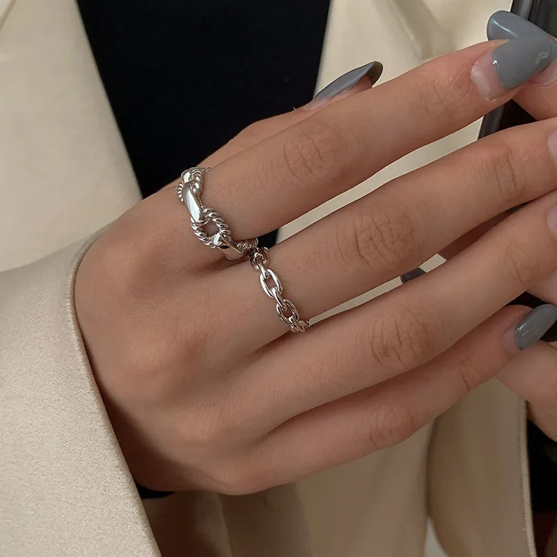 925 Silver Open Chain Ring Female Fashion Chain Personality Senior Retro Simple Cold Wind Ring Product Name: Fashion Chain Ring
925 Silver Open Chain Ring Female Fashion Chain Personality Senior Retro Simple Cold Wind Ring Product Name: Fashion Chain Ring