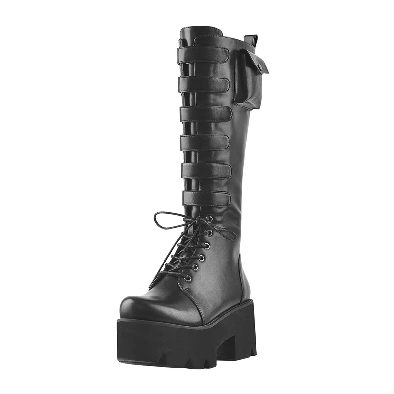 Richealnana Round Toe Platform Boots Knee High Lace Up Matte Black Martin Booties Zipper Side Pocket Hook And Loop Big Size
Richealnana Round Toe Platform Boots Knee High Lace Up Matte Black Martin Booties Zipper Side Pocket Hook And Loop Big Size