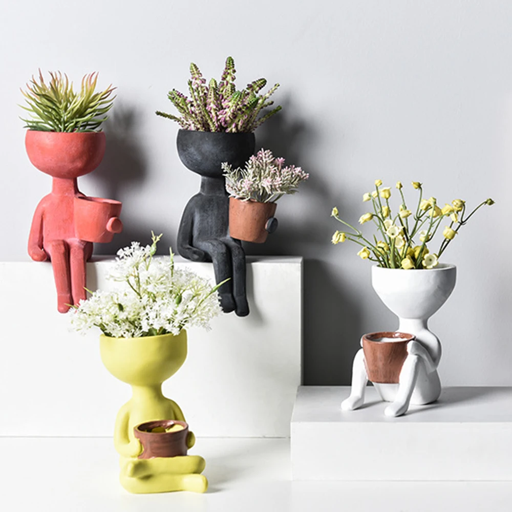 Creative Humanoid Resin Flower Vase Planter Pot Ornaments Desk Decoration Succulent Plants Container Crafts Vintage Home Decor
Creative Humanoid Resin Flower Vase Planter Pot Ornaments Desk Decoration Succulent Plants Container Crafts Vintage Home Decor