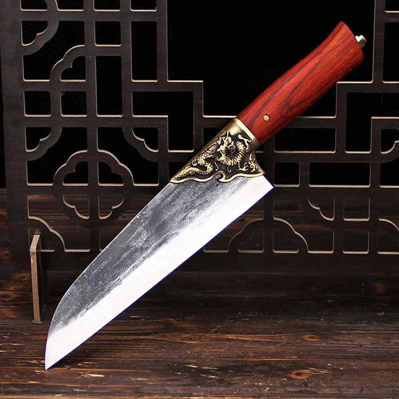 8 Inch Sharp Santoku Knife Handmade Forged Longquan Kitchen Knife Copper Dragon Decor Camping Cleaver Barbecue Hunting Knives
8 Inch Sharp Santoku Knife Handmade Forged Longquan Kitchen Knife Copper Dragon Decor Camping Cleaver Barbecue Hunting Knives