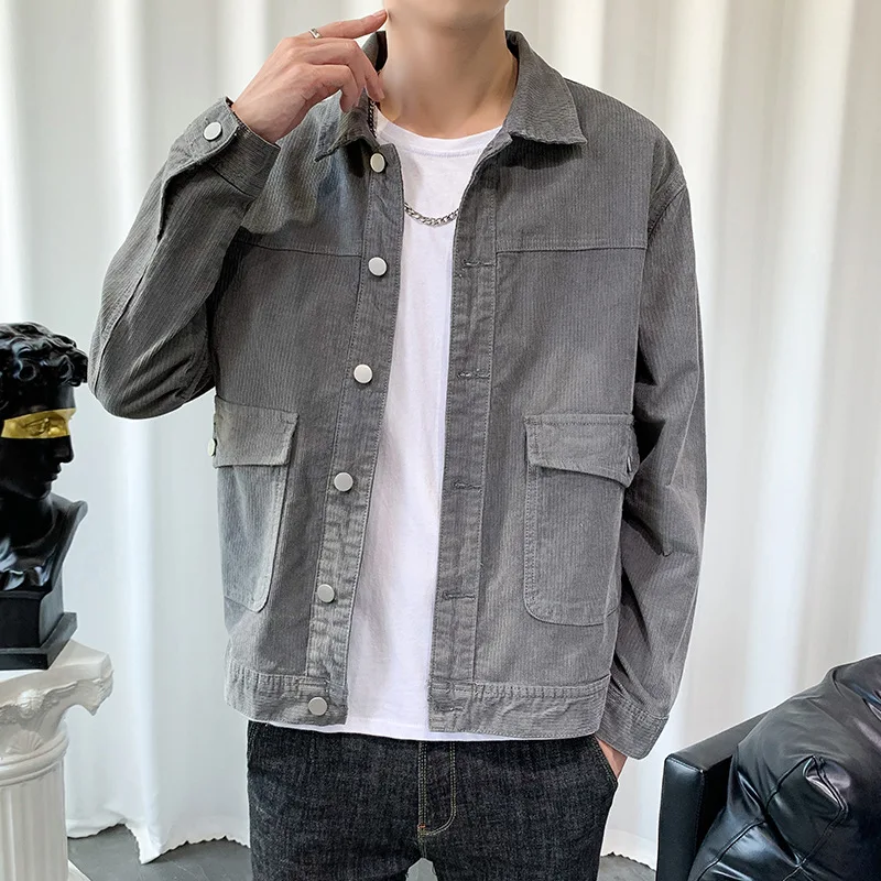 2020 spring and autumn loose tooling casual jacket male Korean style handsome simple top fashion corduroy jacket
2020 spring and autumn loose tooling casual jacket male Korean style handsome simple top fashion corduroy jacket