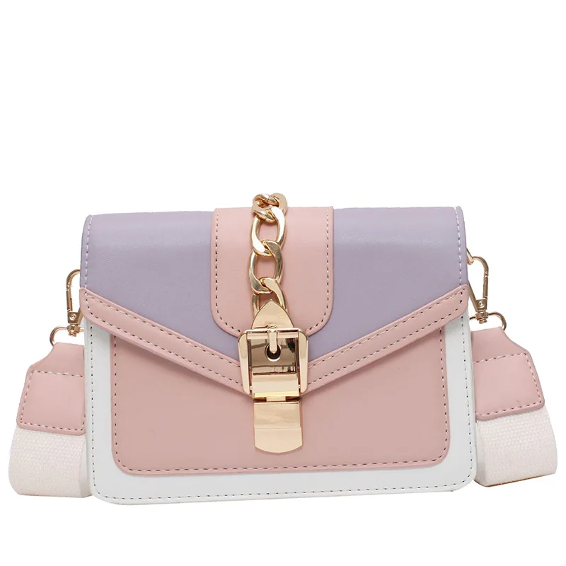 Fashion chain lady Sling bag Panelled color PU Leather Crossbody Bag For Women 2021 new Wide strap Shoulder Messenger Bag Ladies
Fashion chain lady Sling bag Panelled color PU Leather Crossbody Bag For Women 2021 new Wide strap Shoulder Messenger Bag Ladies