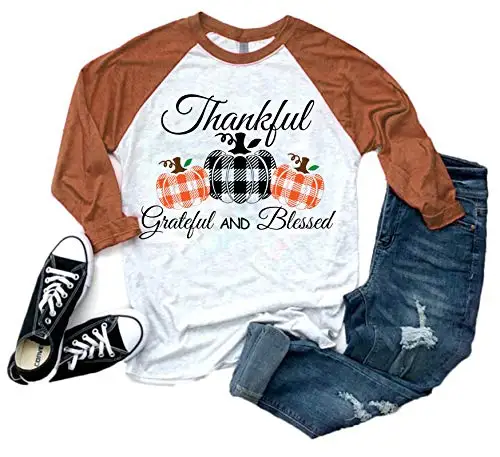 Womens Thankful Grateful and Blessed Tee Fall Pumpkin Cute T Shirt Thanksgiving Gift Shirts Thankful Vacation Blouse Tops
Womens Thankful Grateful and Blessed Tee Fall Pumpkin Cute T Shirt Thanksgiving Gift Shirts Thankful Vacation Blouse Tops