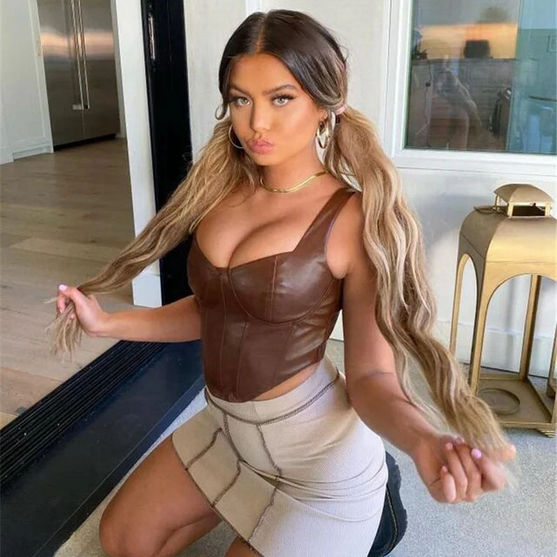 PU Leather Camis Corset Sexy Backless Tank Party Club Streetwear Female Clothes Women Sleeveless Back Zip Up Bralette Crop Top
PU Leather Camis Corset Sexy Backless Tank Party Club Streetwear Female Clothes Women Sleeveless Back Zip Up Bralette Crop Top