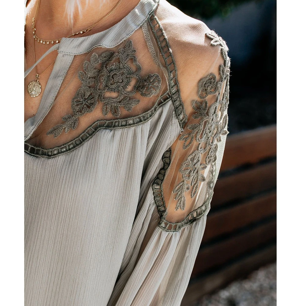 Lugentolo Summer Womens Tops and Blouses Sexy Fashion Lace Stitching Embroidery Printing Chiffon Long Sleeve Womens Shirts
Lugentolo Summer Womens Tops and Blouses Sexy Fashion Lace Stitching Embroidery Printing Chiffon Long Sleeve Womens Shirts