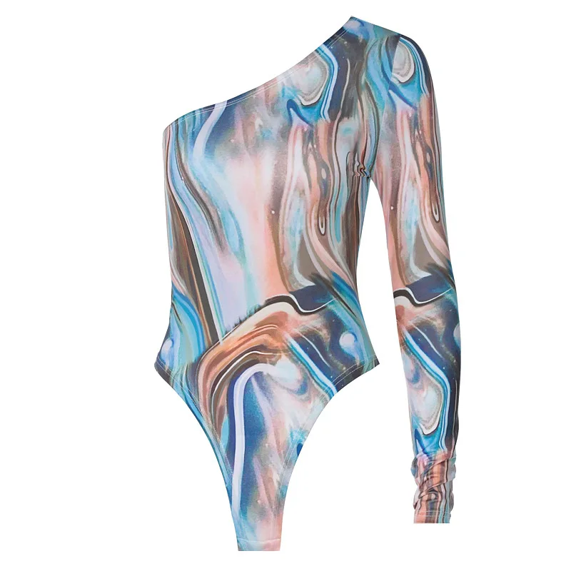 Sexy One Shoulder Tie Dye Blue Women Bodysuit Slim Bodycon Summer Streetwear Female Rampers Print Casual Bodysuit 2021
Sexy One Shoulder Tie Dye Blue Women Bodysuit Slim Bodycon Summer Streetwear Female Rampers Print Casual Bodysuit 2021