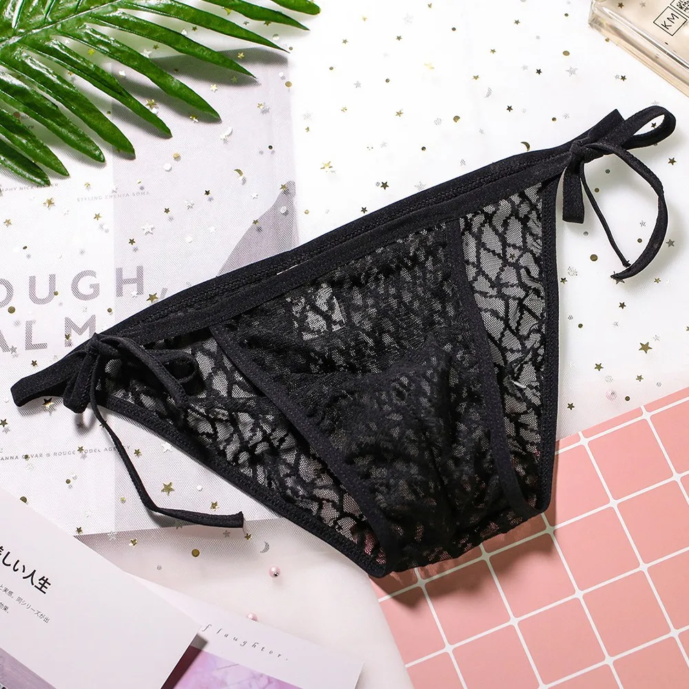 Men lace-up G-string see through underwear male Lace Sheer Briefs Bulge Pouch panties Low Rise Thong transparent erotic lingerie
Men lace-up G-string see through underwear male Lace Sheer Briefs Bulge Pouch panties Low Rise Thong transparent erotic lingerie
