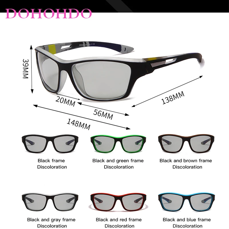 DOHOHDO 2021 New Men Photochromic Sunglasses Matte Black Sports Goggles Women Color Changing Polarized Driving Sport Sun Glasses
DOHOHDO 2021 New Men Photochromic Sunglasses Matte Black Sports Goggles Women Color Changing Polarized Driving Sport Sun Glasses
