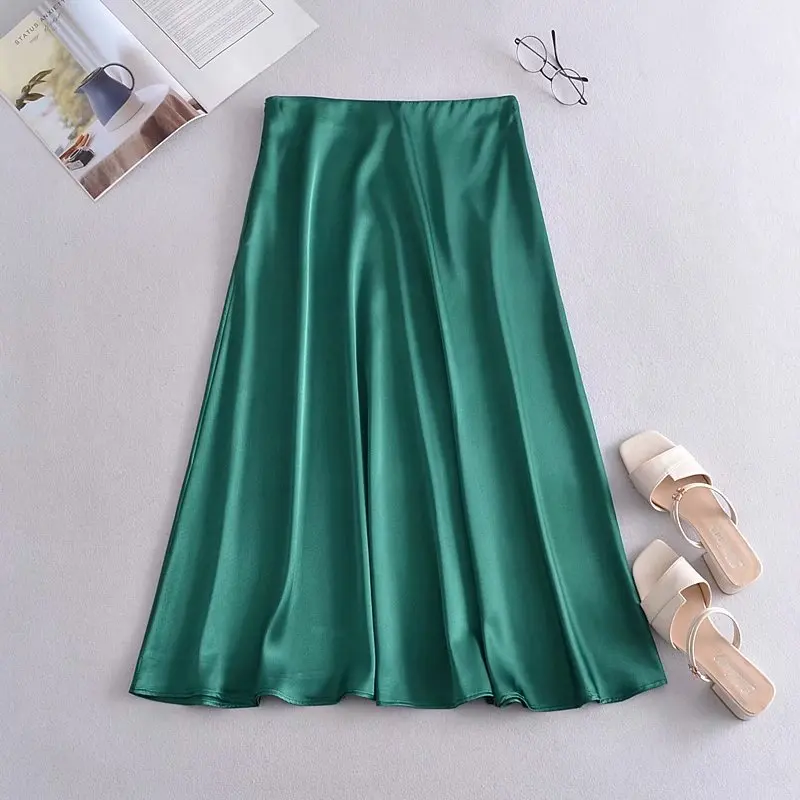 Brand Silk Satin Skirts for Women High Waisted Skirt Nice Women A-Line Elegant Skirts Summer Green Midi Skirt Pop Korean Style
Brand Silk Satin Skirts for Women High Waisted Skirt Nice Women A-Line Elegant Skirts Summer Green Midi Skirt Pop Korean Style
