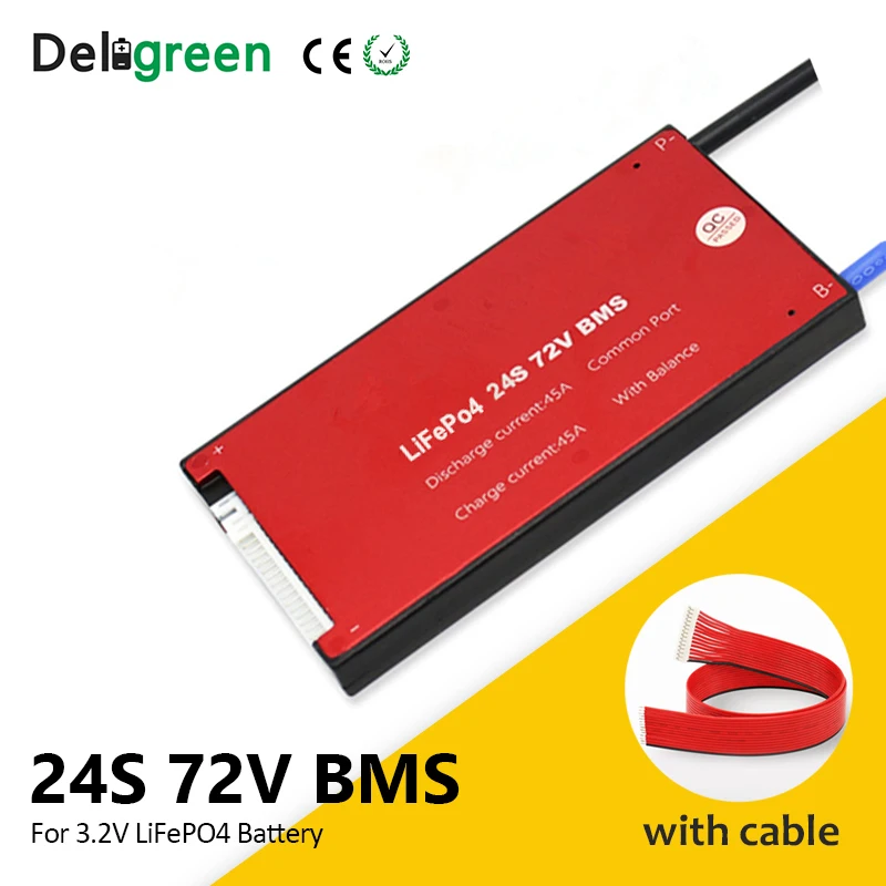 Аккумулятор Deligreen 24S 25A 35A 45a 60A 48 в PCM/PCB/BMS для 3 2 LiFePO4 с функцией балансировки и