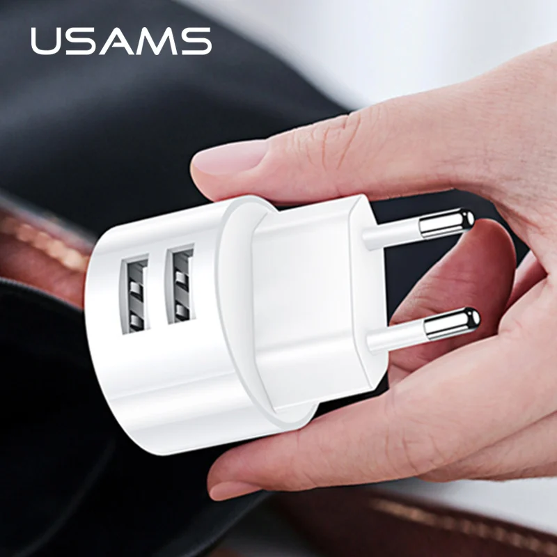 USAMS EU/UK/US зарядное устройство для мобильного телефона iPhone samsung Mini 2.1A 2 usb порта