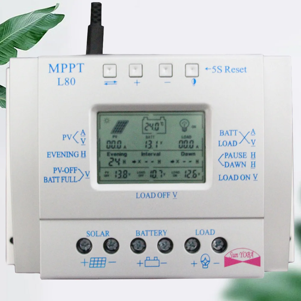 1PC 80A MPPT 12V/24V Solar Charge Controller Solar Photovoltaic Power System Controller LCD Solar Cell Panel Controller with USB
1PC 80A MPPT 12V/24V Solar Charge Controller Solar Photovoltaic Power System Controller LCD Solar Cell Panel Controller with USB