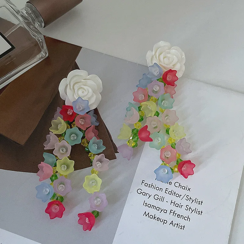 Fashion Exaggerated Flower Earrings for Women Acrylic White Rose Multicolor Flowers Tassel Stud Earrings Cute Romanic Jewelry
Fashion Exaggerated Flower Earrings for Women Acrylic White Rose Multicolor Flowers Tassel Stud Earrings Cute Romanic Jewelry