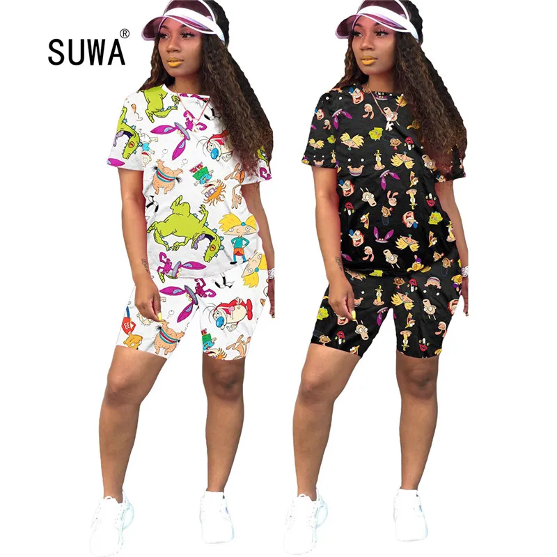 2020 women new colorful print short sleeve o-neck tee top + skinny above knee pants suit 2pcs women's sporty set tracksuit
2020 women new colorful print short sleeve o-neck tee top + skinny above knee pants suit 2pcs women's sporty set tracksuit