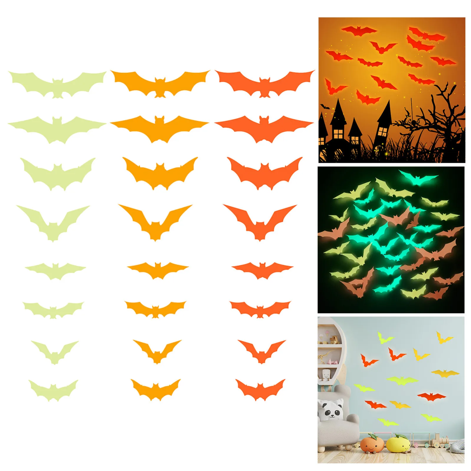 12pcs Halloween Party Supplies 3D Decoration Realistic Glowing Scary Bats Wall Sticker DIY Halloween Decoration Home Interior 
12pcs Halloween Party Supplies 3D Decoration Realistic Glowing Scary Bats Wall Sticker DIY Halloween Decoration Home Interior
