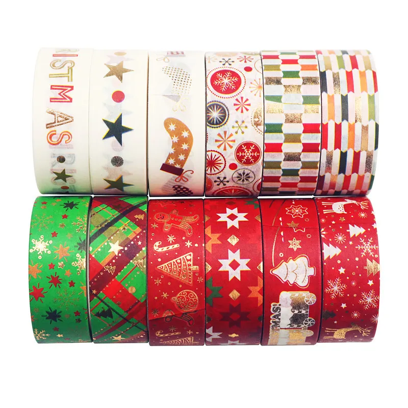 12Pcs/Lot Decorative Red and Green Stars Golden Foil Christmas Washi Tapes Set Masking Tape Cute Stationery School Supplies
12Pcs/Lot Decorative Red and Green Stars Golden Foil Christmas Washi Tapes Set Masking Tape Cute Stationery School Supplies