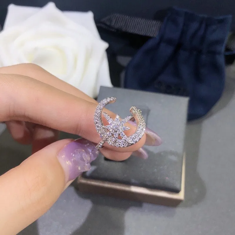 Vintage Moon Star Ring Women Simple Silver Color Micro Zircon Fashion Rings Girls Jewelry Gift Zk40
Vintage Moon Star Ring Women Simple Silver Color Micro Zircon Fashion Rings Girls Jewelry Gift Zk40