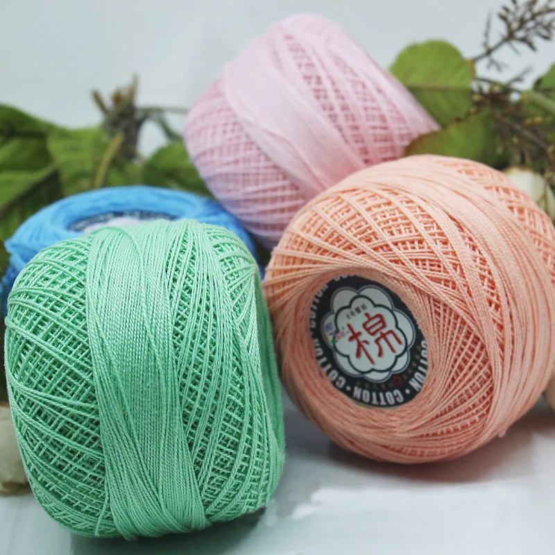 

Retail 50g/ball 8# 2ply DIY Colorful Thin Lace Yarn Crochet Yarn 100% Cotton Yarn Hand Knitting Thread Sewing Machine Line JK468