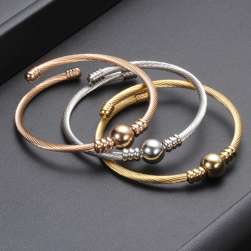 10pcs/Lot Stainless Steel Cable Mesh Bangle With Bead Bracelets & Bangles Gold Color For Women Fashion Jewelry Gift 55mm
10pcs/Lot Stainless Steel Cable Mesh Bangle With Bead Bracelets & Bangles Gold Color For Women Fashion Jewelry Gift 55mm