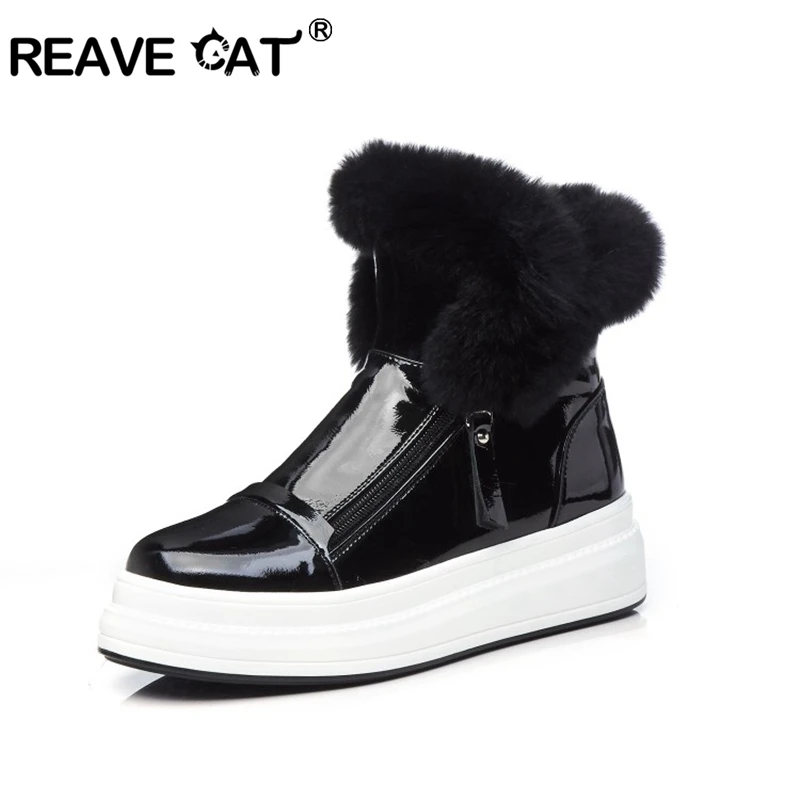 Женские полусапожки из лакированной кожи REAVE CAT, повседневные Черные сапоги больших размеров 34-40 из натурального кроличьего меха и лакирова...
Женские полусапожки из лакированной кожи REAVE CAT, повседневные Черные сапоги больших размеров 34-40 из натурального кроличьего меха и лакирова...