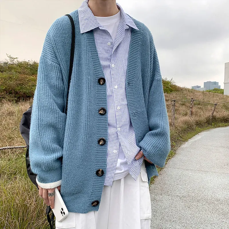 Men Cardigan Autumn 2021 Male Outwear Tops Sweaters Knit Solid Loose Casual Preppy Style Korean Fashion Knitwear Coat Pull Homme
Men Cardigan Autumn 2021 Male Outwear Tops Sweaters Knit Solid Loose Casual Preppy Style Korean Fashion Knitwear Coat Pull Homme