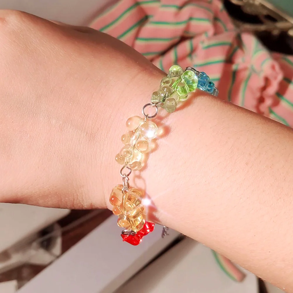New Cute Rainbow Color Jelly Bear Bracelet For Women Transparent Mini Bear Metal Bangles Jewelry Party Creative Gifts Wholesale
New Cute Rainbow Color Jelly Bear Bracelet For Women Transparent Mini Bear Metal Bangles Jewelry Party Creative Gifts Wholesale