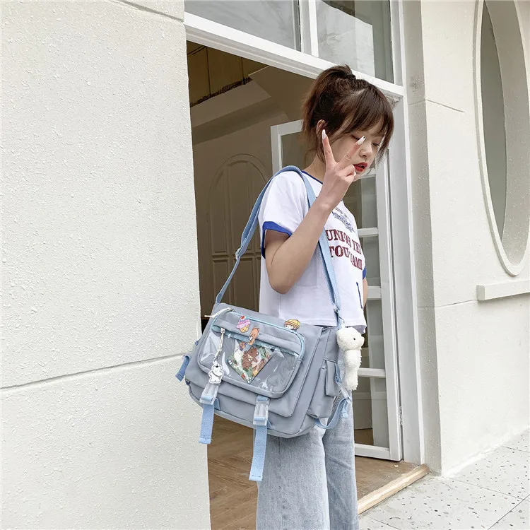 New Style Kawaii Student Schoolbag Transparent Pocket Messenger Bag Women's South Korean Postman Bag Large Capacity Shoulder Bag
New Style Kawaii Student Schoolbag Transparent Pocket Messenger Bag Women's South Korean Postman Bag Large Capacity Shoulder Bag