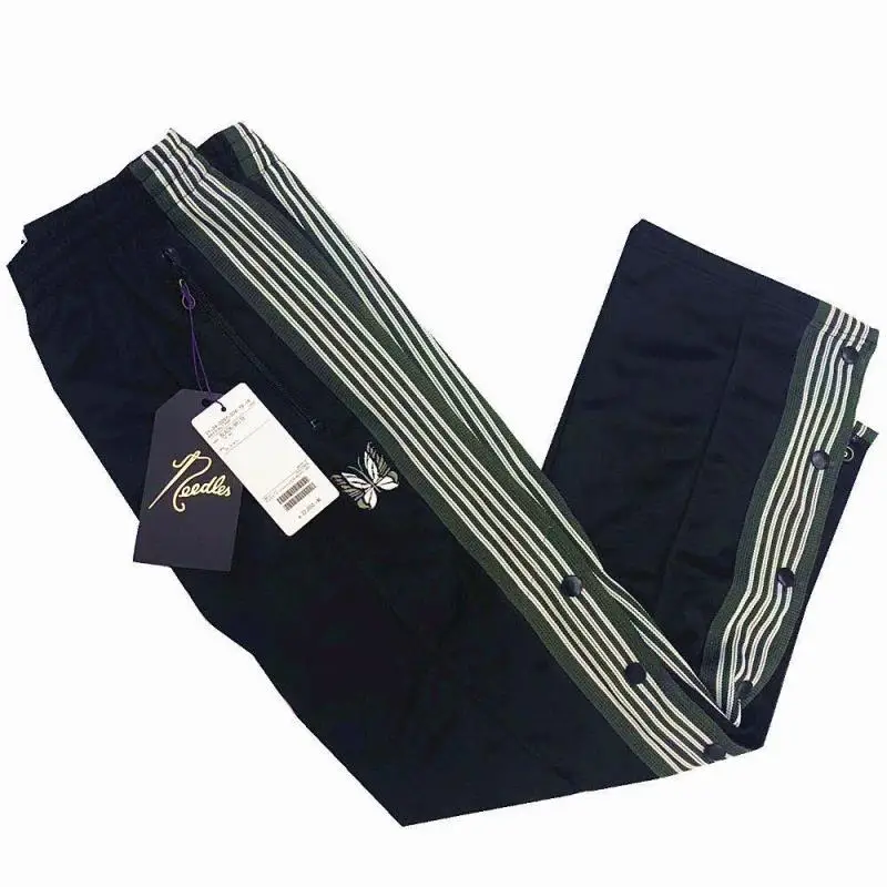 Hot Selling Women Men AWGE Needles Sweatpants Butterfly Embroidery AWGE Pants Joggers Green striped buttons Needles Trousers
Hot Selling Women Men AWGE Needles Sweatpants Butterfly Embroidery AWGE Pants Joggers Green striped buttons Needles Trousers