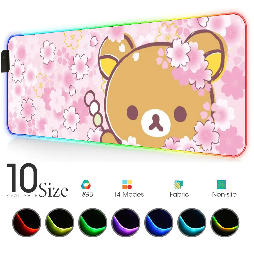 Коврик для мыши Korilakkuma Xxl Милый Цветочный Rilakkuma игровой коврик с подсветкой