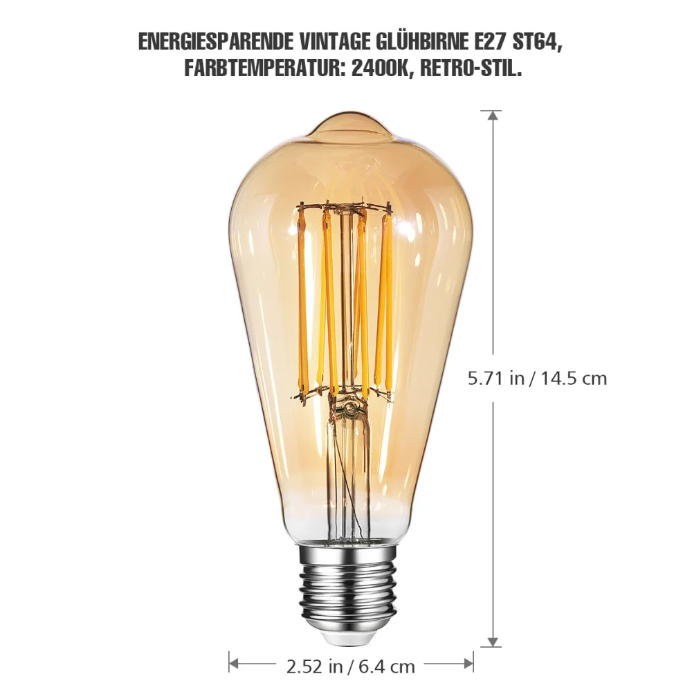 6pcs ST-64 E26 Vintage Bulbs 8W AC110V Wall Light Bulbs for Chandeliers Sconces Home Bar Cafe Light (Brown)
6pcs ST-64 E26 Vintage Bulbs 8W AC110V Wall Light Bulbs for Chandeliers Sconces Home Bar Cafe Light (Brown)