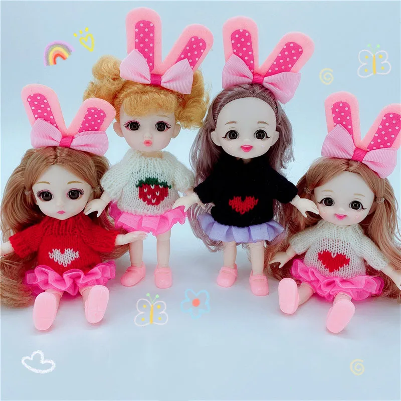 New 1/12 Bjd Doll with Clothes Suit 16cm Cute Rabbit Ears Headwear Fashion Princess Sweater Dress Up Doll for Girls Gift DIY Toy
New 1/12 Bjd Doll with Clothes Suit 16cm Cute Rabbit Ears Headwear Fashion Princess Sweater Dress Up Doll for Girls Gift DIY Toy
